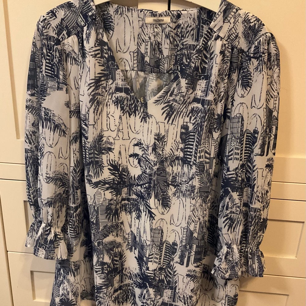 Women's Blue Patterned Blouse
